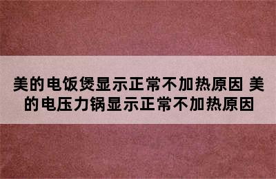 美的电饭煲显示正常不加热原因 美的电压力锅显示正常不加热原因